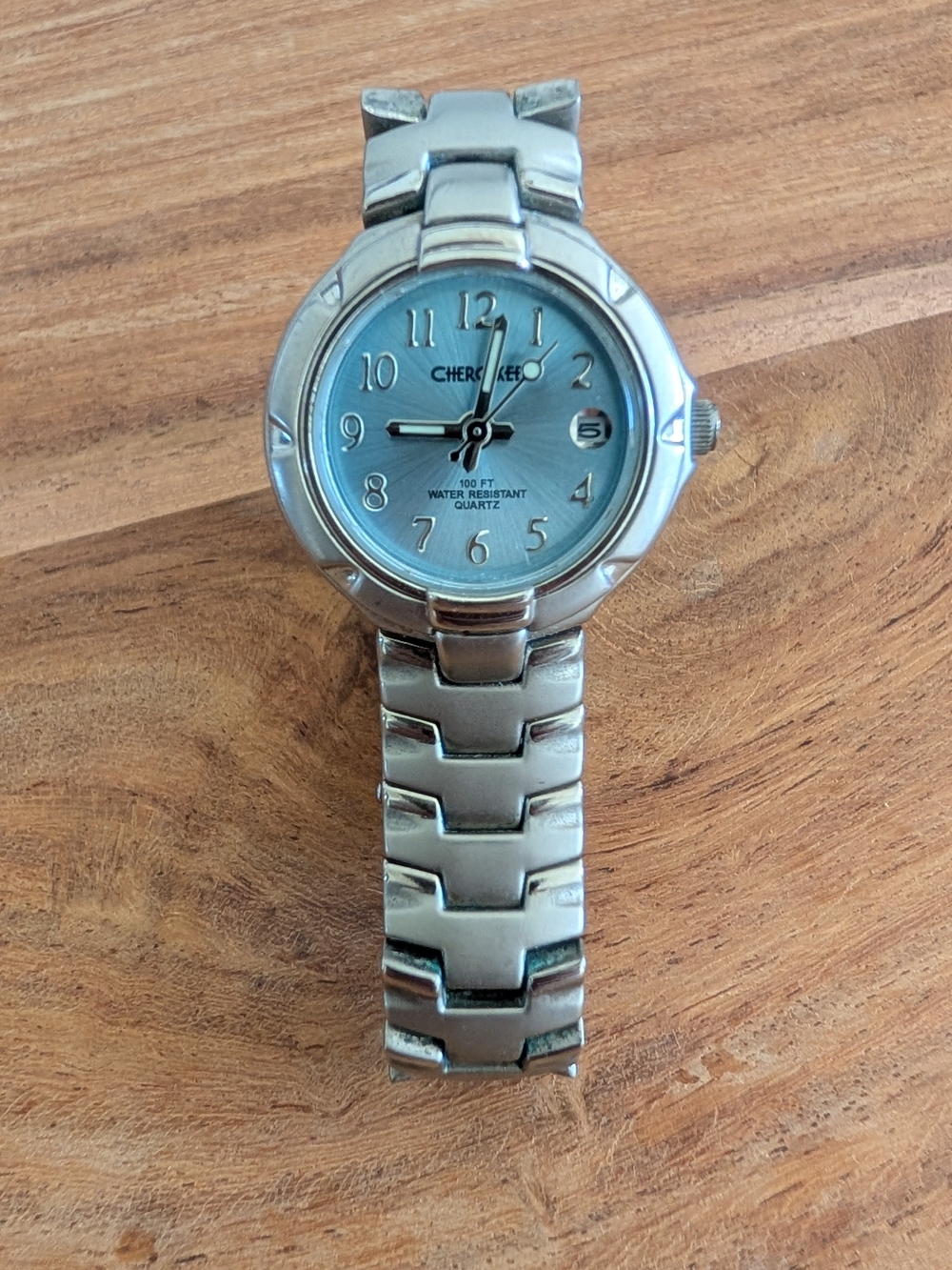 Cherokee Silver Stainless Steel Women's Quartz Watch - Silver Blue Dial